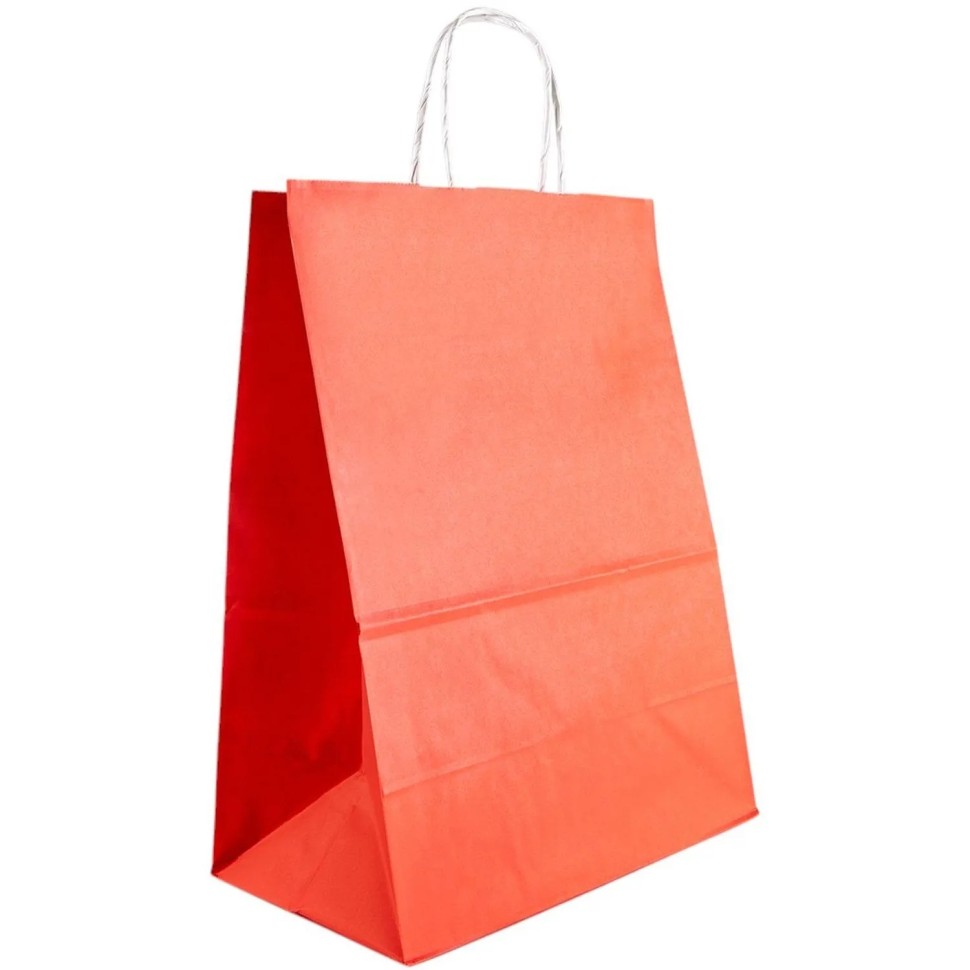 Пакет бумажный 260х150х340 мм, 70 гр/м2,с круч. ручками,красный,200 шт/уп