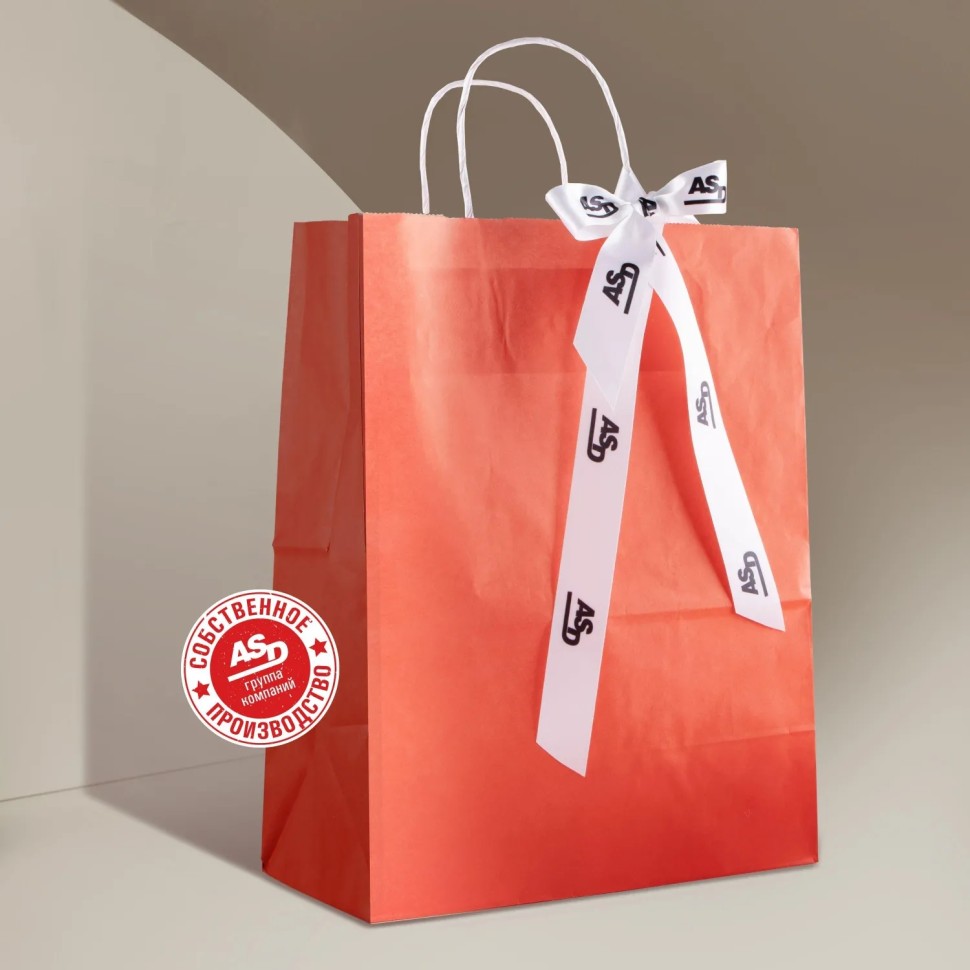 Пакет бумажный 260х150х340 мм, 70 гр/м2,с круч. ручками,красный,200 шт/уп