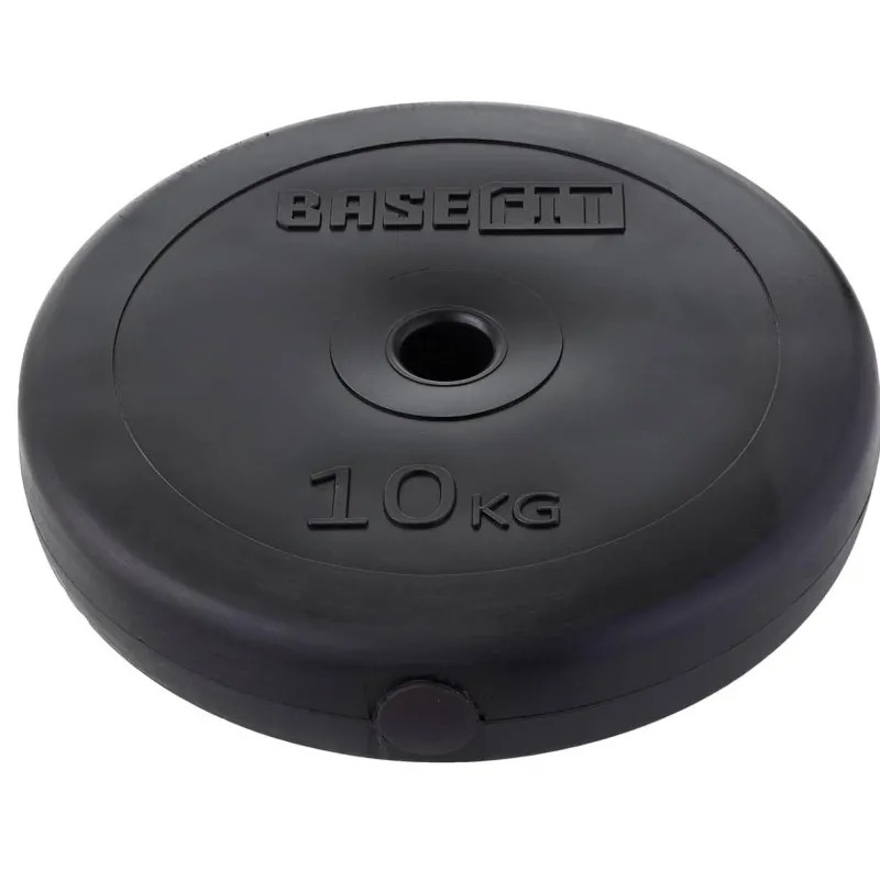 Диск пластиковый BASEFIT BB-203 10 кг, d=26 мм, черный,УТ-00019756