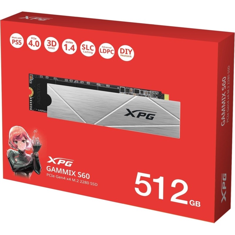 SSD накопитель ADATA GAMMIX S60 512GB M.2 NVMe PCIe4x4(AGAMMIXS60-512G-CS)