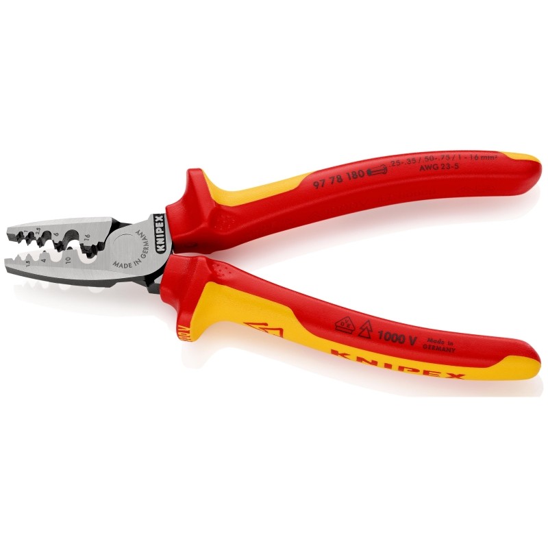 Пресс-клещи для обжима контактных гильз VDE L-180 мм KNIPEX KN-9778180