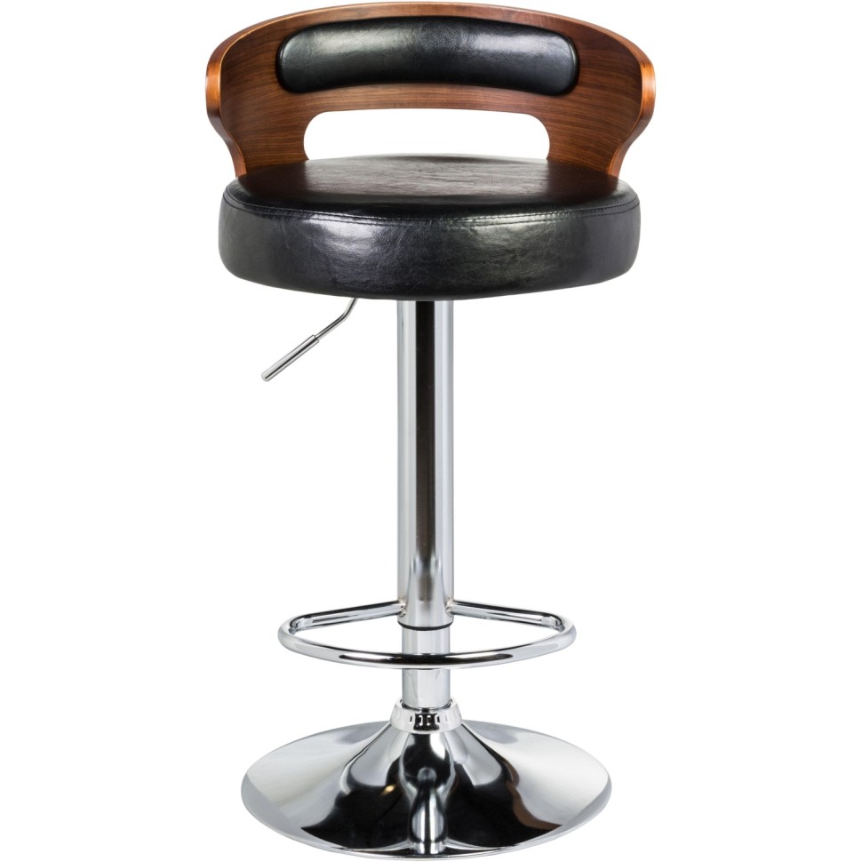 Стул барный LO_DOBRIN FRED LMZ-1018-N черный/коричневое дерево,хром 2шт/уп