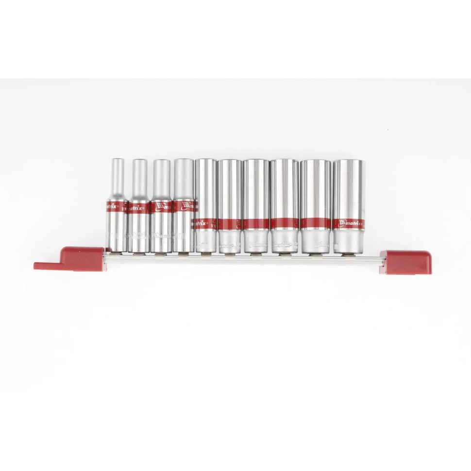 Набор головок торцевых удлиненных 1/4, CrV, 10 шт (4-13 мм) MATRIX 13592