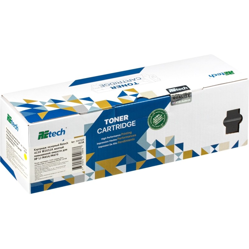 Картридж лазерный Retech 415X W2032A жел. для HP LJ M454/M479