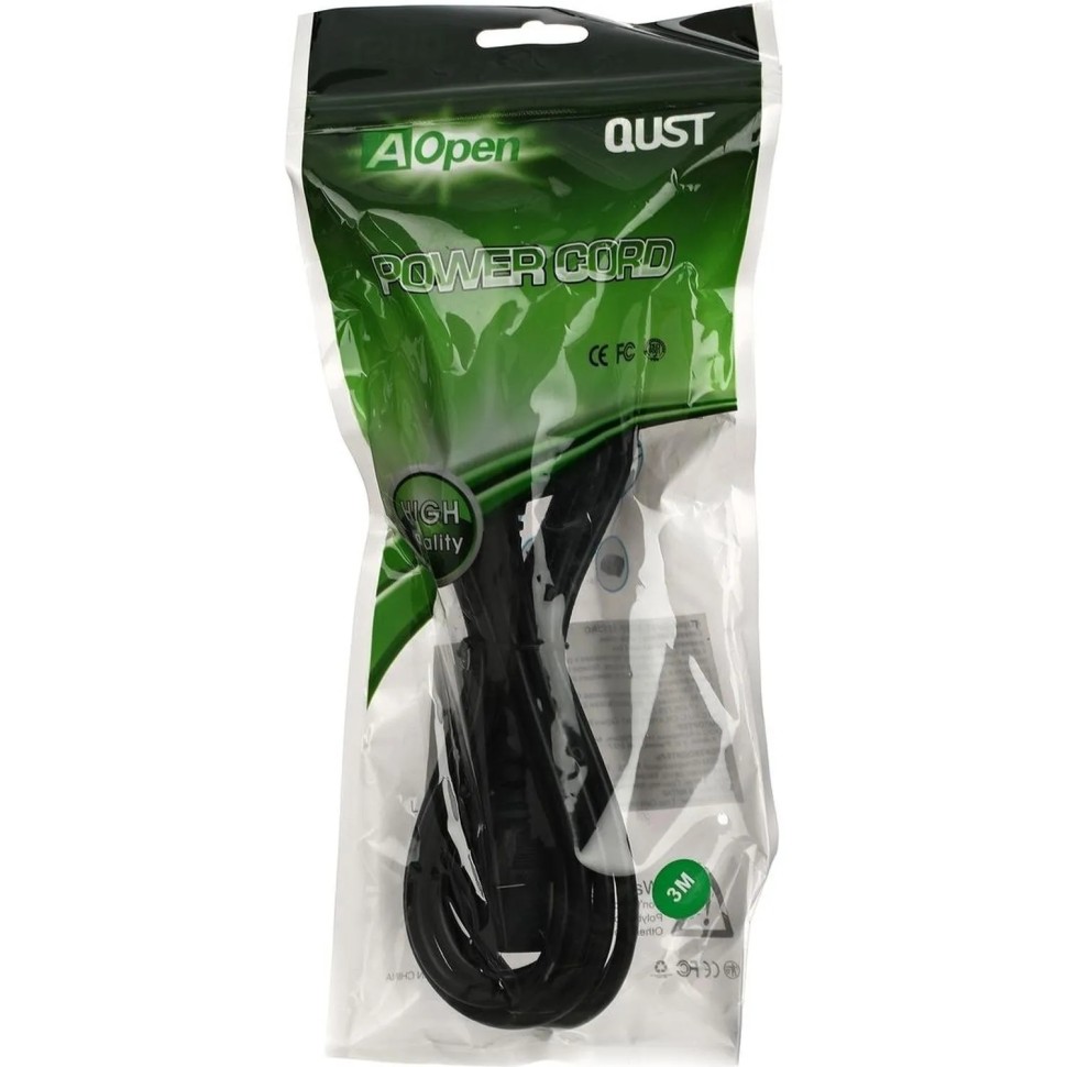 Кабель комп -&gt; розет 220V (угловая Евровилка) 3Gx0,5mm2 3м iOpen ACE021-3M