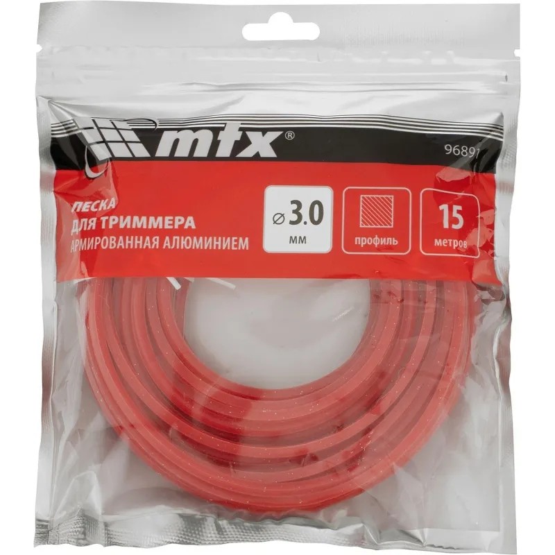 Леска для триммера армированная алюминием MTX квадрат 3,0 мм х 15 м (96891)