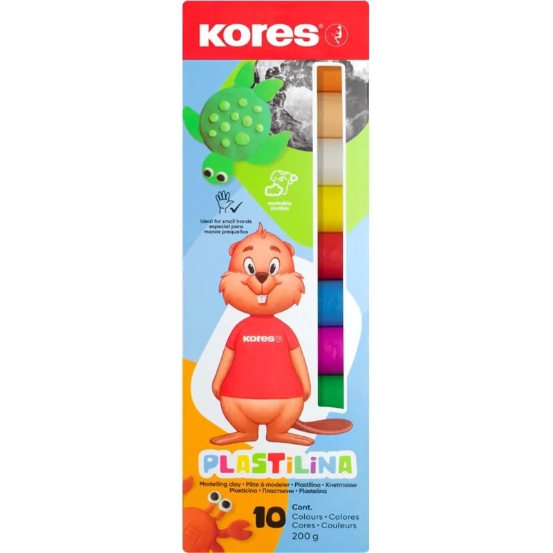 Пластилин Kores Plastilina 10 цветов  набор общий вес 200гр 34010