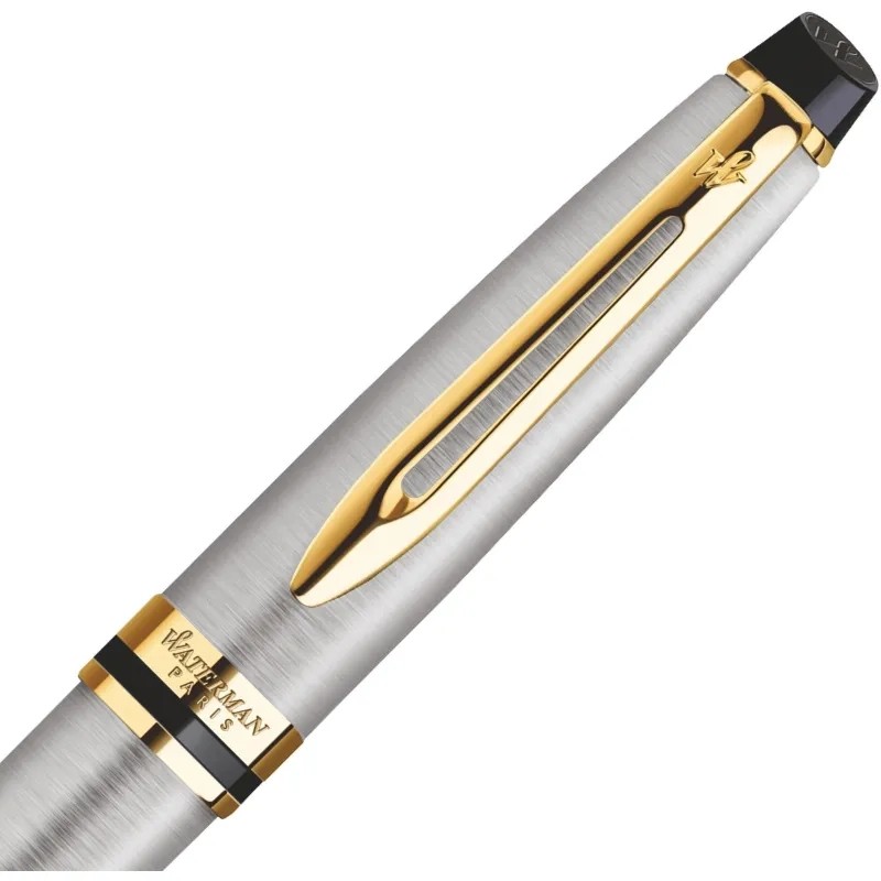 Ручка шариковая Waterman Expert Stainless Steel GT син,1мм,кор S0952000