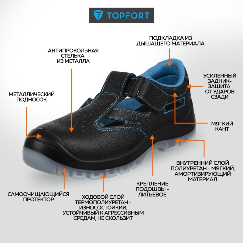 Полуботинки с перфорацией (сандалии)TOPFORT 1 МПП, ПУ/ТПУ р.43