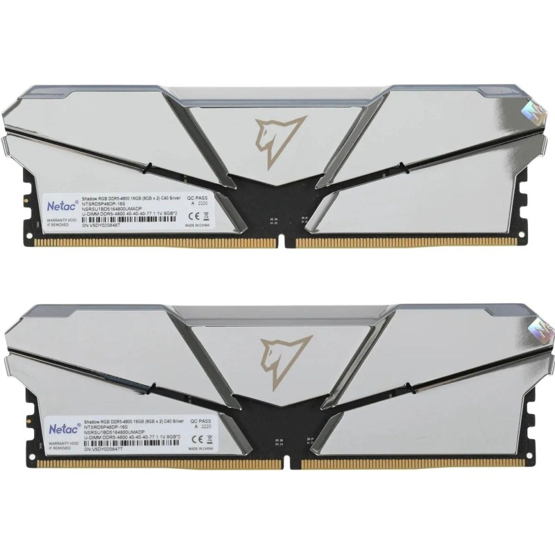 Модуль памяти Netac Shadow RGB 16GB DDR5-4800 C40(NTSRD5P48DP-16S)
