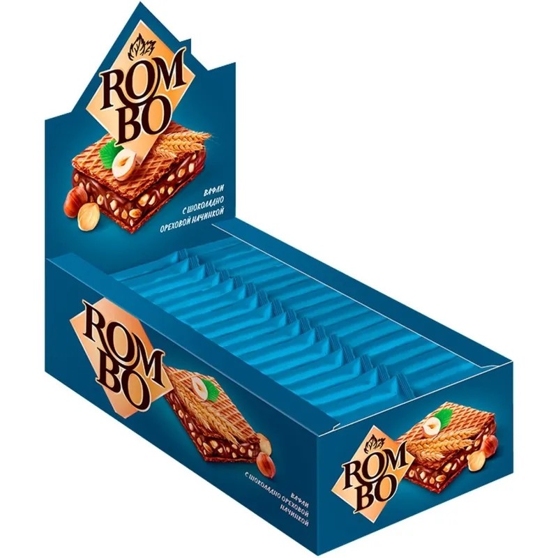Вафли Rombo с ореховой начинкой 12,5гх32шт/уп, ЯВ287