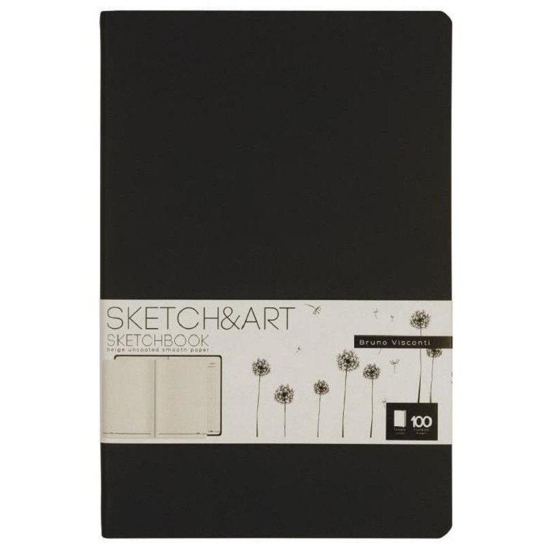 Скетчбук S&amp;A ORIGINAL 140х210 100л БЕЖ 100г книжн.перепл.мягк.черн 1-500/01
