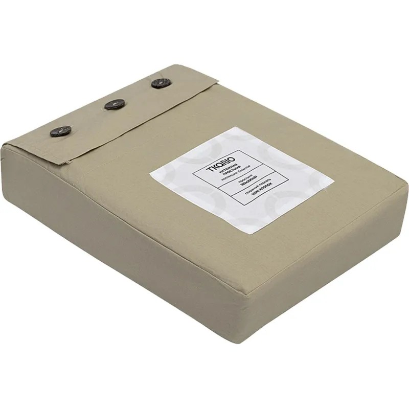 Простыня 180х200х30на рез.из стираного перкаля бежево-серого цв,TK24-FS0031