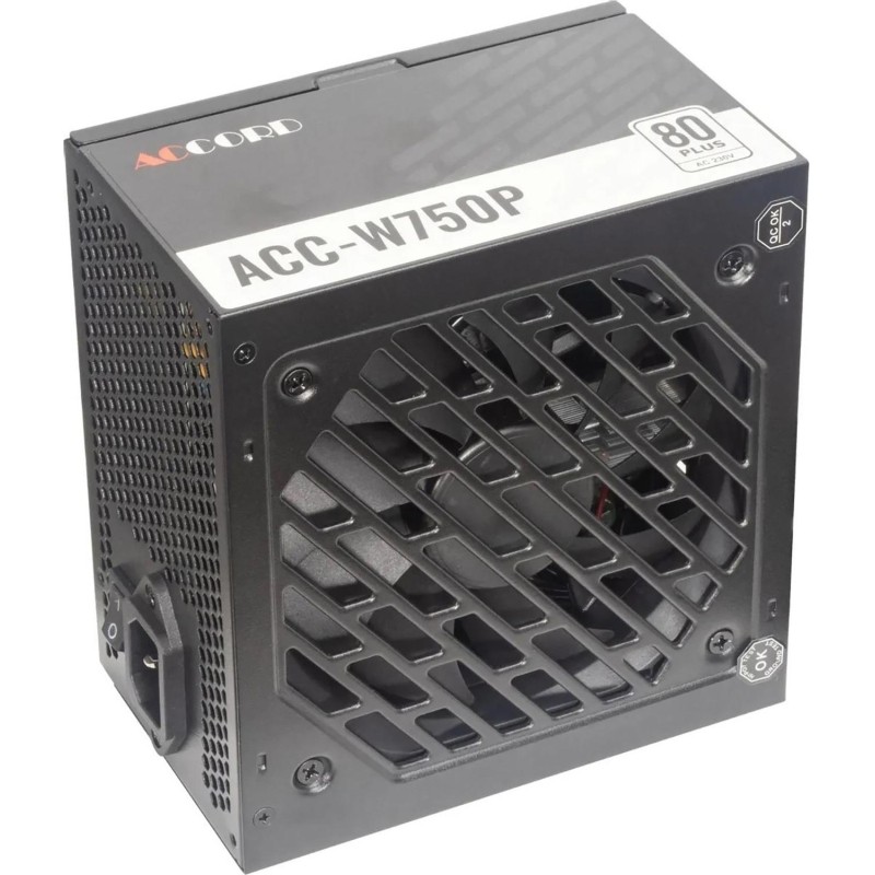 Блок питания Accord (ACC-W750P)ATX 80+ WHITE (20+4pin) 120/fan 6xSATA RTL