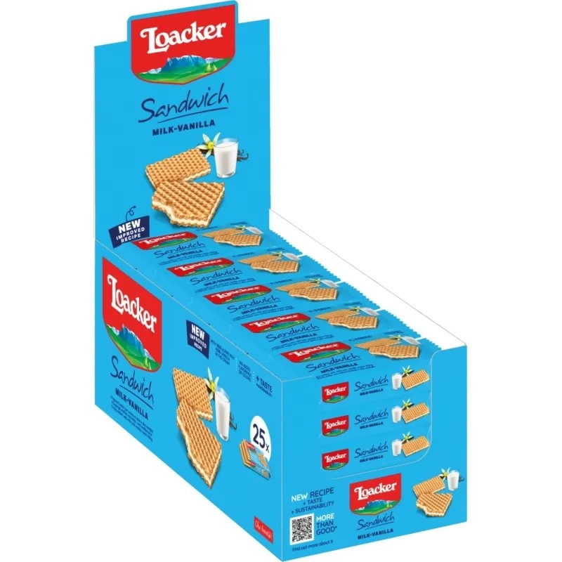 Вафли Loacker сэндвич ваниль 25гx25шт/уп 14012-029