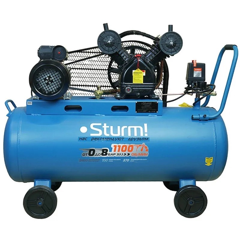 Компрессор поршневой масл. Sturm! AC932100B, 370 л/мин, 100 л, 8 бар