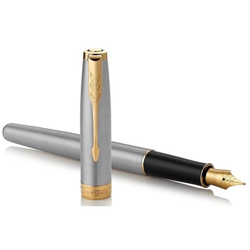 Ручка перьевая Parker Sonnet Stainless Steel GT черн,1мм,кор 1931505