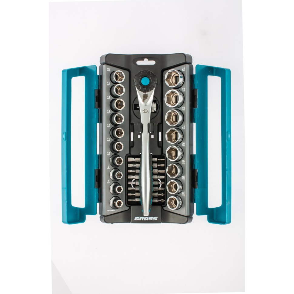 Набор головок торцевых с трещотк. Gross 36 предметов 1/2 CrV (14144)
