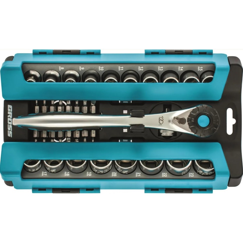 Набор головок торцевых с трещотк. Gross 36 предметов 1/2 CrV (14144)