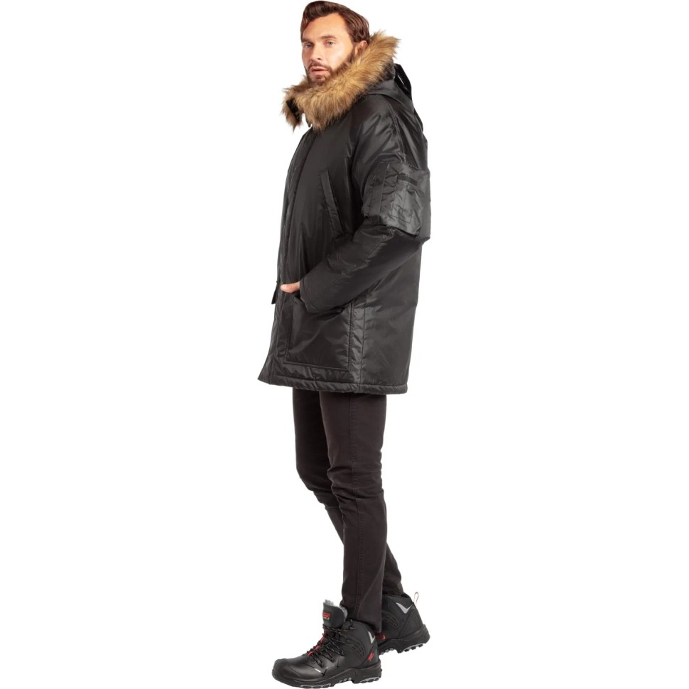 Куртка зимняя муж Аляска з66-КУ удлиненная черн (р.44-46)170-176