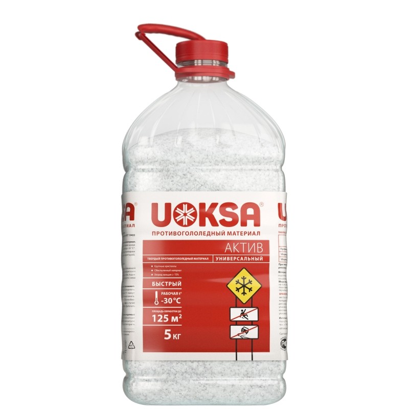 Реагент противогололедный UOKSA Актив бутыль ПЭТ 5 кг до -30°C