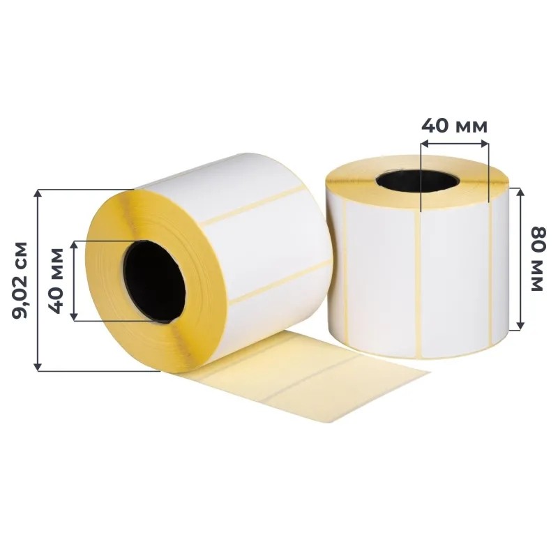 Термоэтикетки ЭКО 80х40, 1000 шт/рул, вт. 40, 24 рул/уп