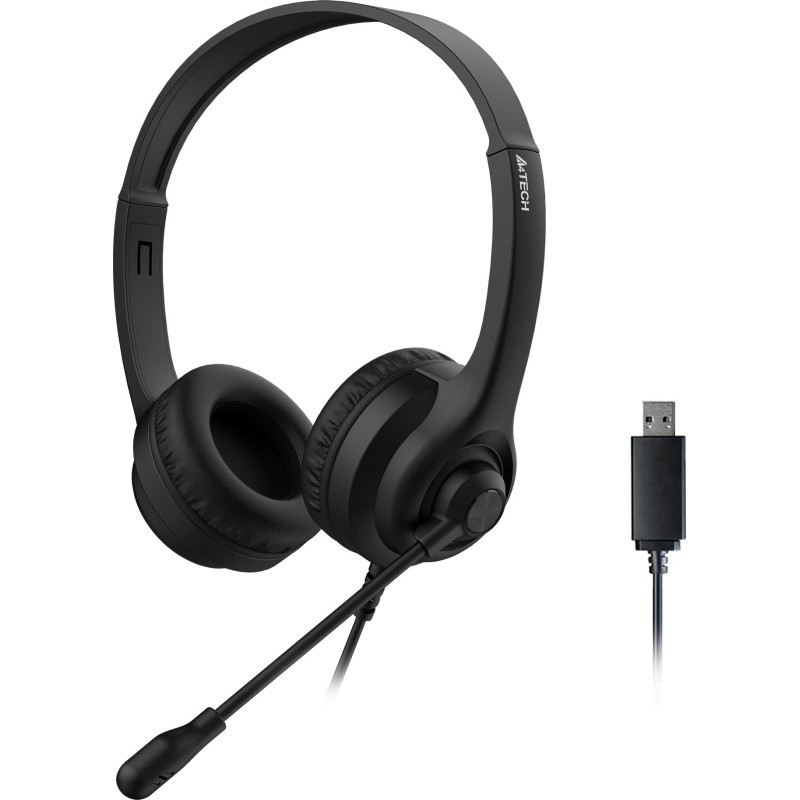 Гарнитура A4Tech HU-8 черный 2м накладные USB