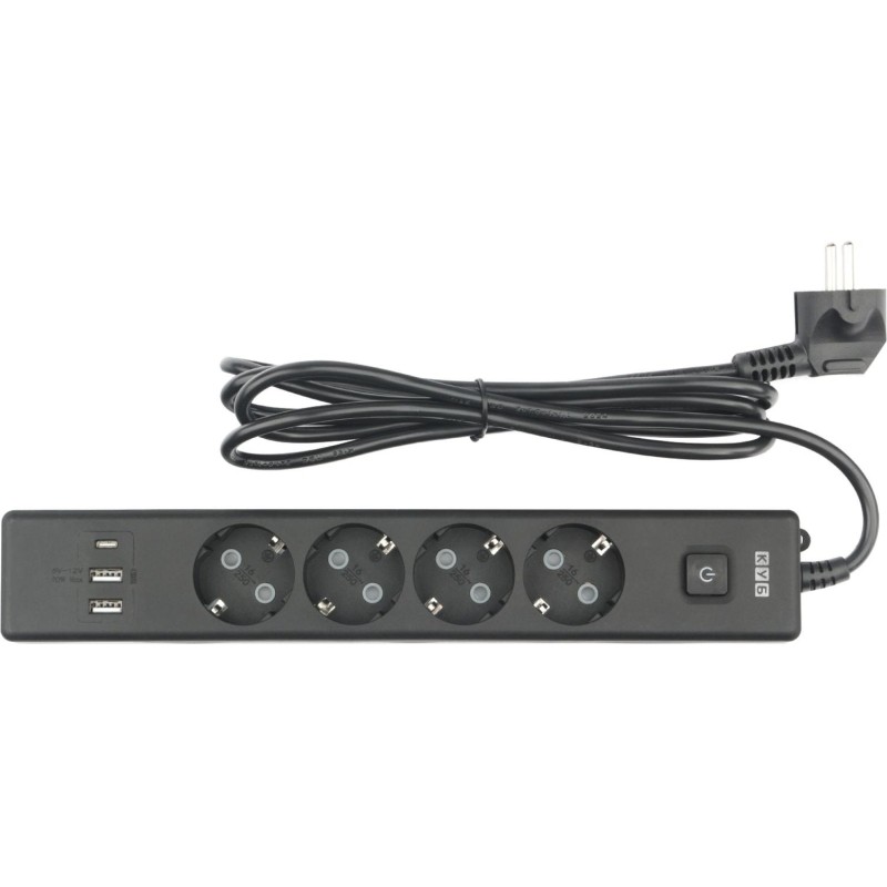 Удлинитель Power Cube, 4р с/з вык.,3USB, 3500 Вт, 16А,1.9 м, 3x1,0 (черный)