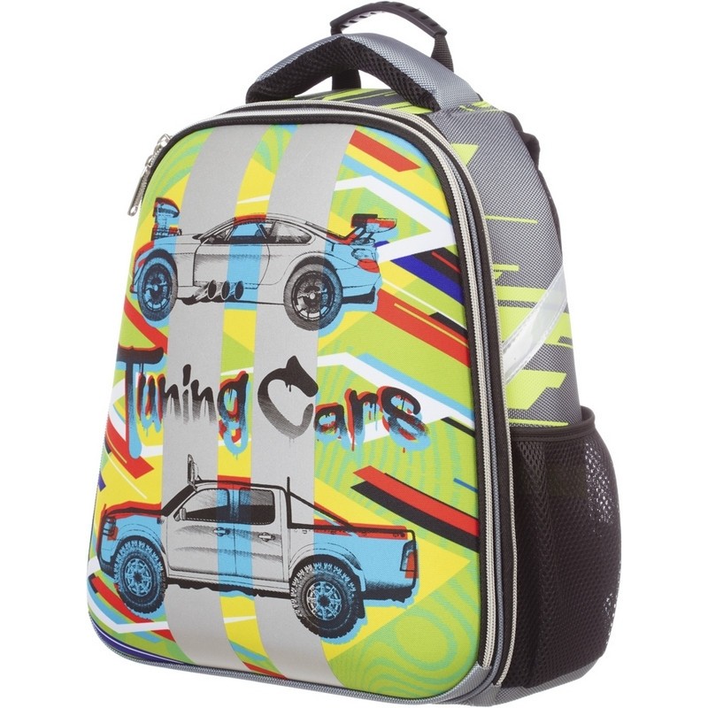 Ранец №1School Basic Tuning Cars, 2 отд., эргоном. спинка