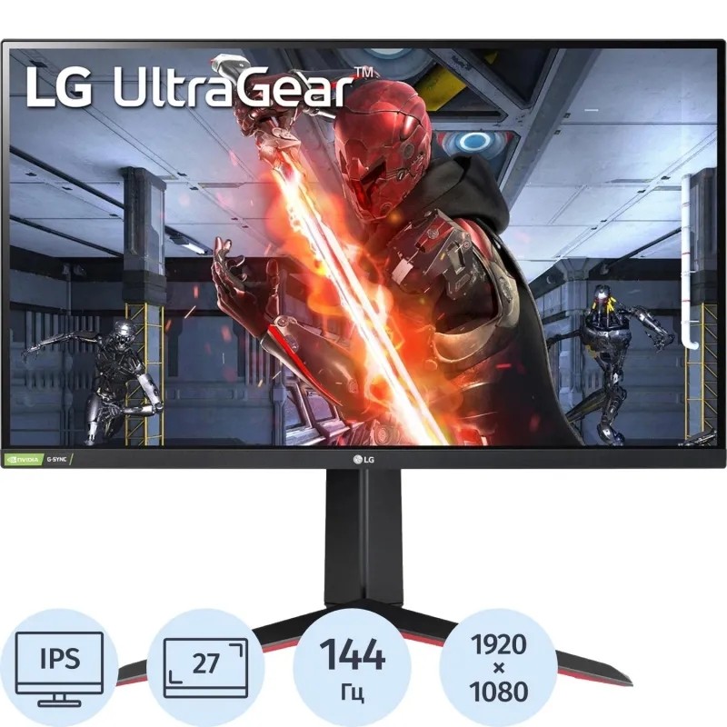 Монитор LG 27 27GN65R-B Black (IPS. HDMI+DP. 1 ms.. 300 cd/m. 1000:1.144Hz)