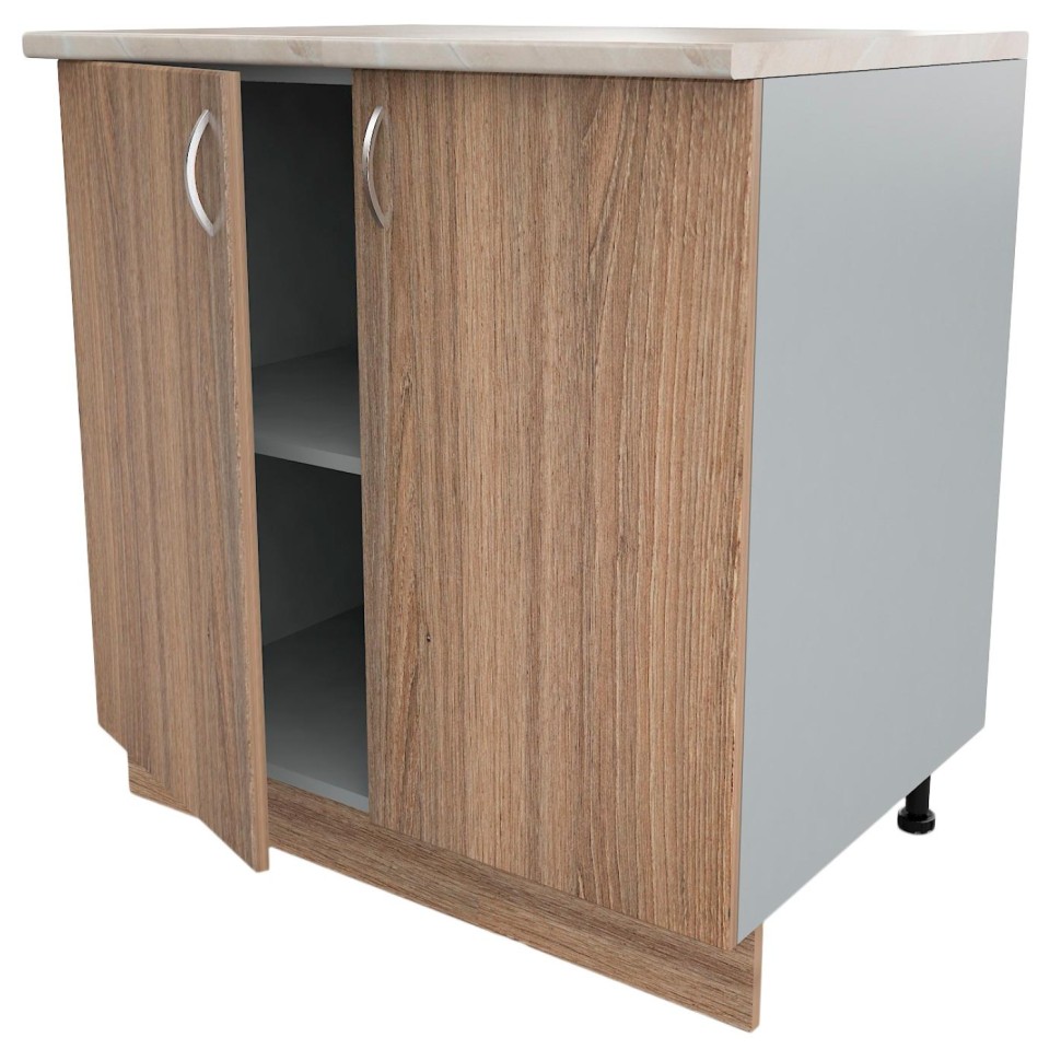 Шкаф КМ_Ринг напольный 80см с 2 дв. Темн. дуб шамони/серый