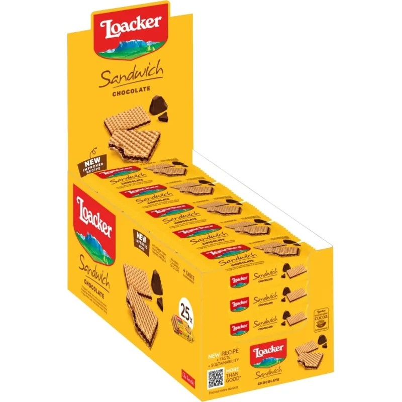 Вафли Loacker сэндвич шоколад 25гx25шт/уп 14011-034