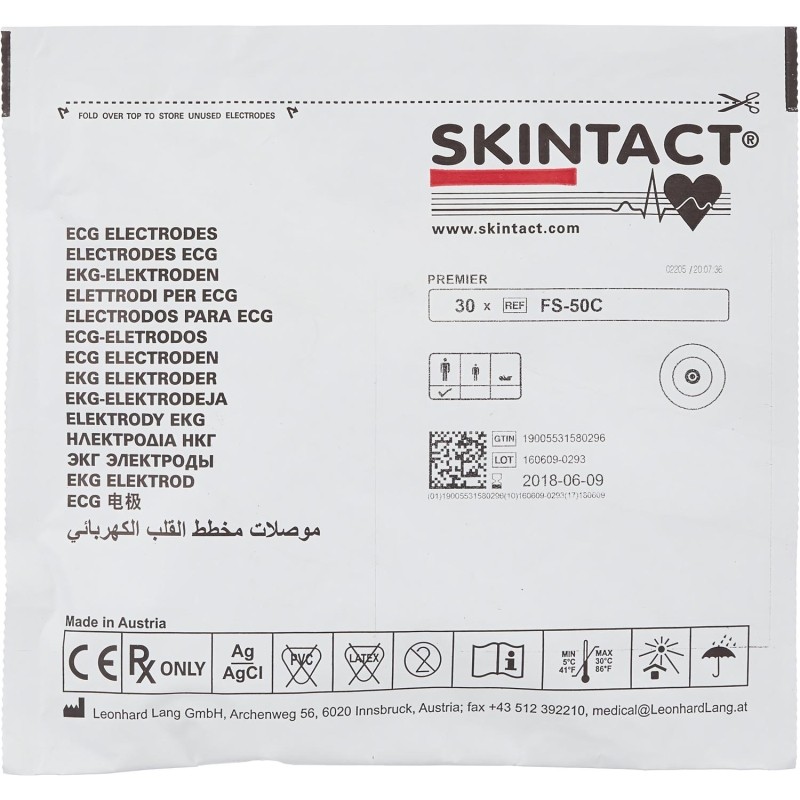 Электроды для ЭКГ однораз. D 50 пена, ж.гель, д/МРТ, Skintact FS-50С, 30 шт