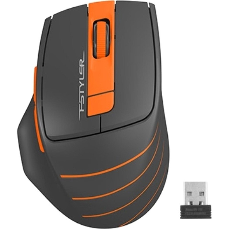 Мышь компьютерная A4 Fstyler FG30, беспроводная, 2000dpi, серый/оранжевый