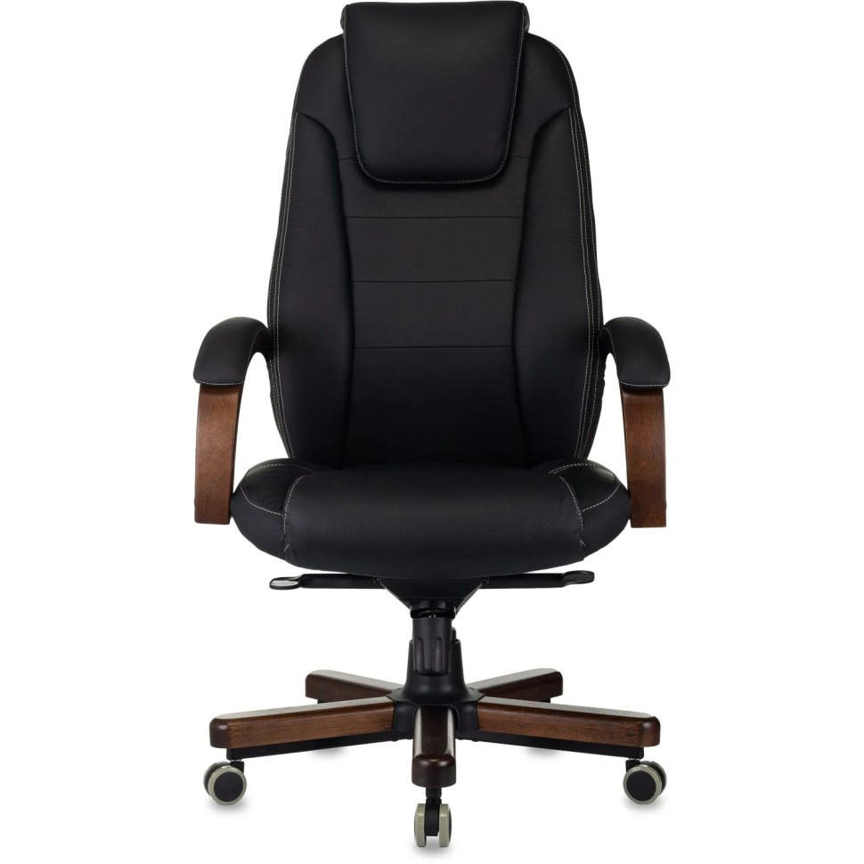 Кресло БР Комус Мебель EChair 329 кожа,черный, дерево