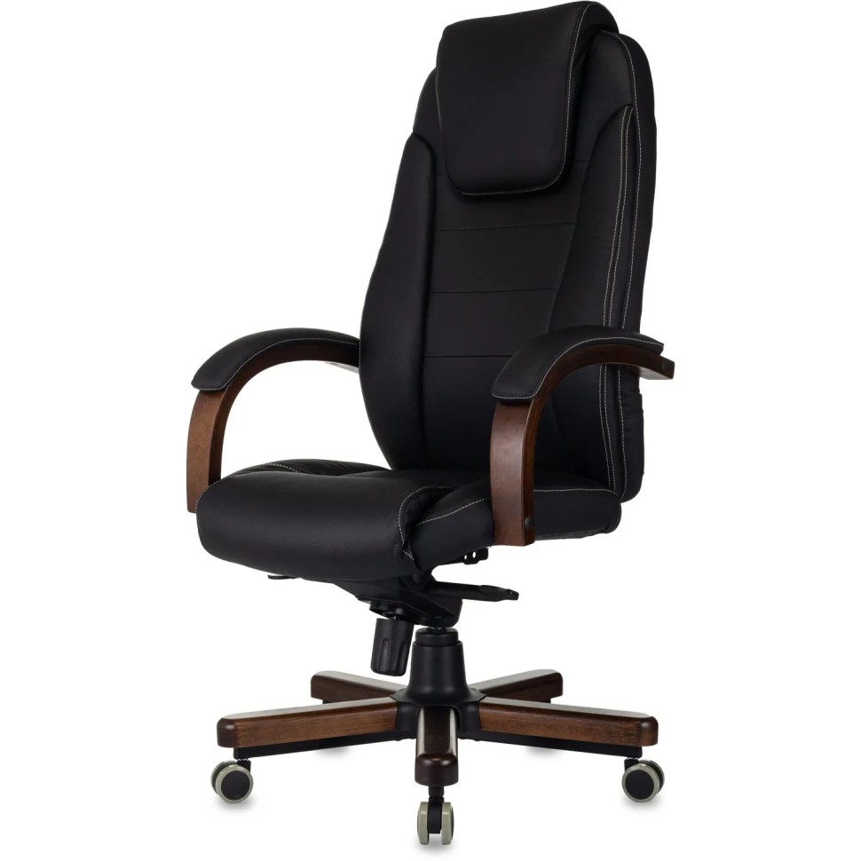 Кресло БР Комус Мебель EChair 329 кожа,черный, дерево