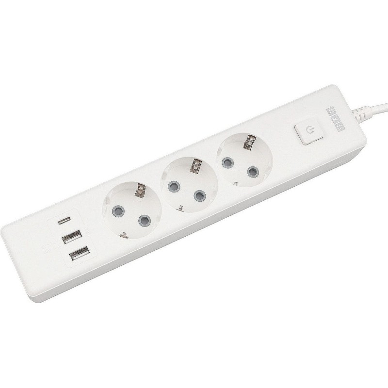 Удлинитель Power Cube, 3р с/з вык.,3USB, 3500 Вт, 16А,1.9 м, 3x1,0 (белый)