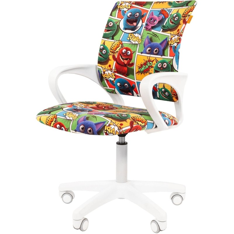 Кресло VT_детское Chairman Kids 103  ткань монстры / пластик бел LT