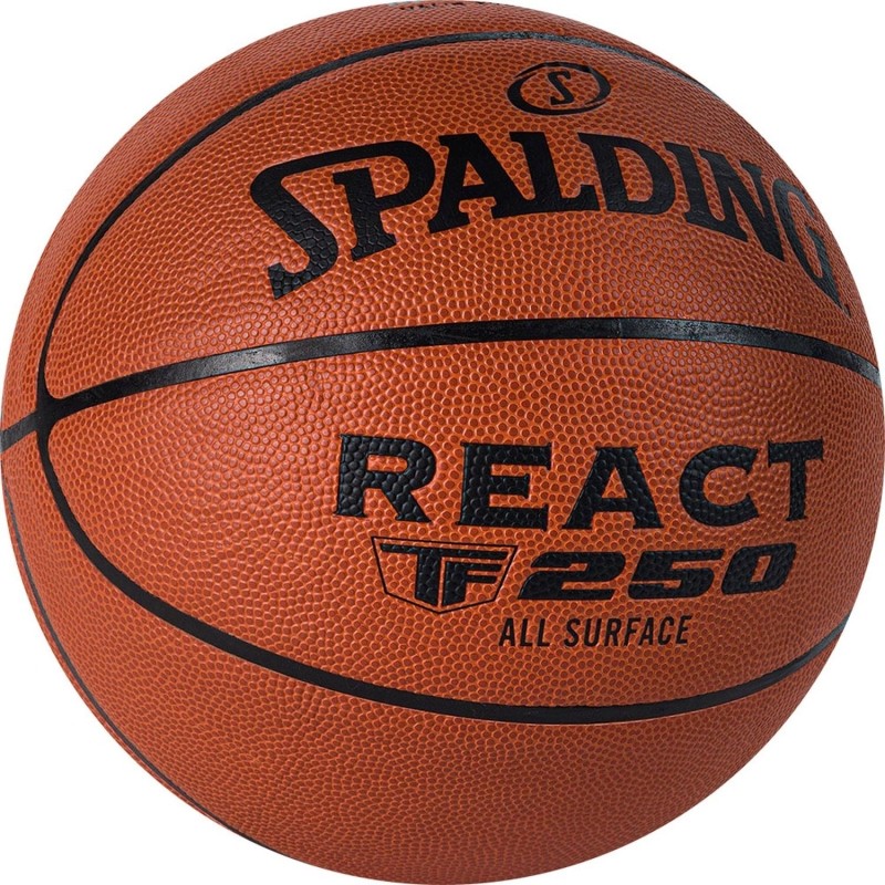 Мяч баск. SPALDING TF-250 React 76967z, р.7, FIBA Approved, коричнево-черн