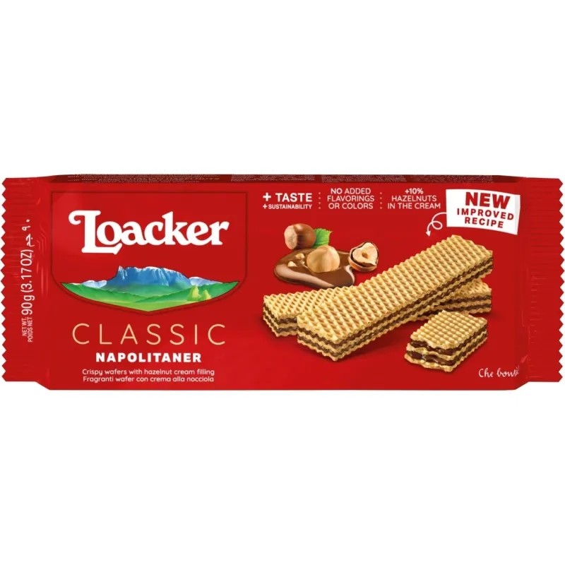 Вафли Loacker классик наполитанер 90гx12шт/уп 10861-006