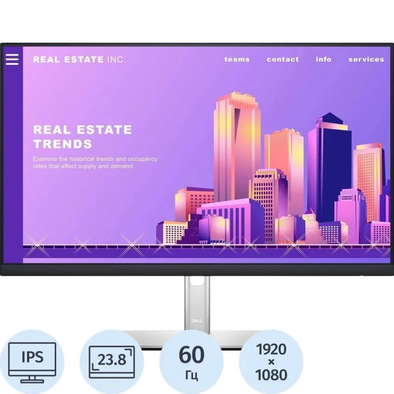 Монитор DELL P2422H (210-AZYX) 23.8/FHD/IPS/60Hz/250cd/5ms/HDMI/DP/VGA