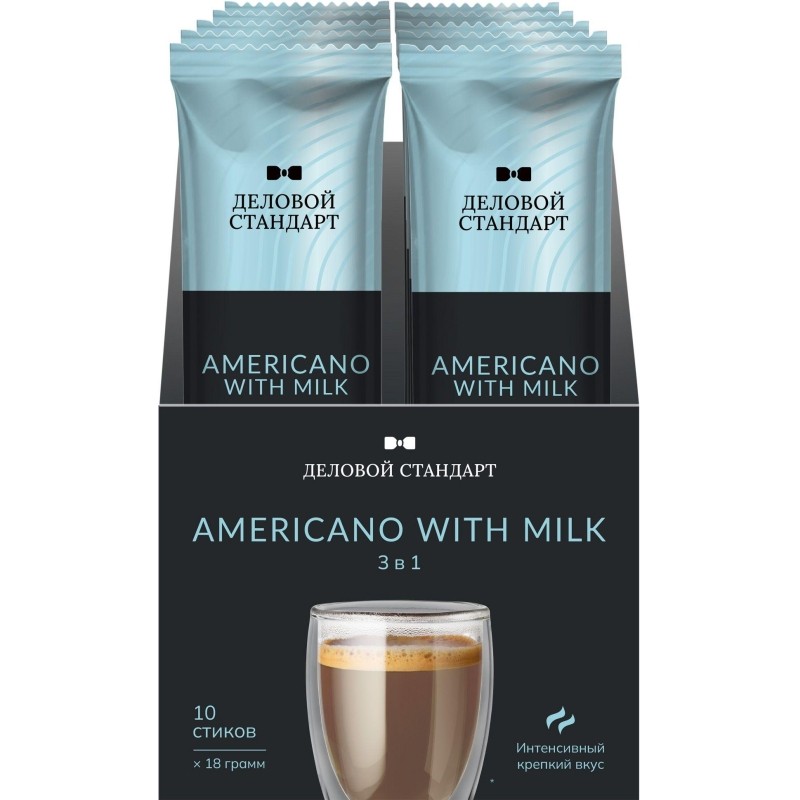 Кофе порционный растворимый Деловой Стандарт 3в1 Americano 10 пакетиков по 18 г