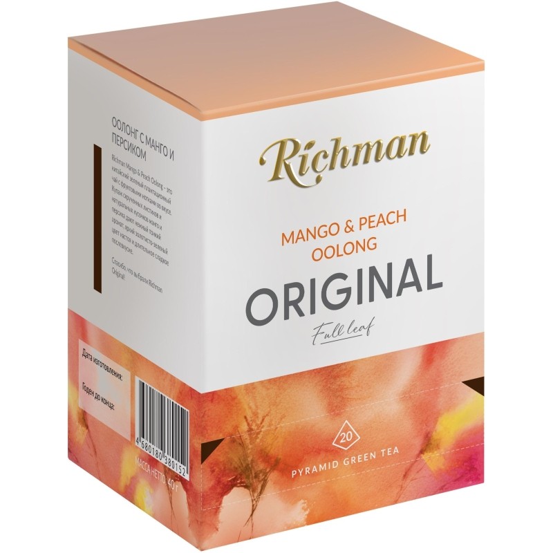 Чай зелёный Richman Mango & Peach Oolong 20 пирамидок