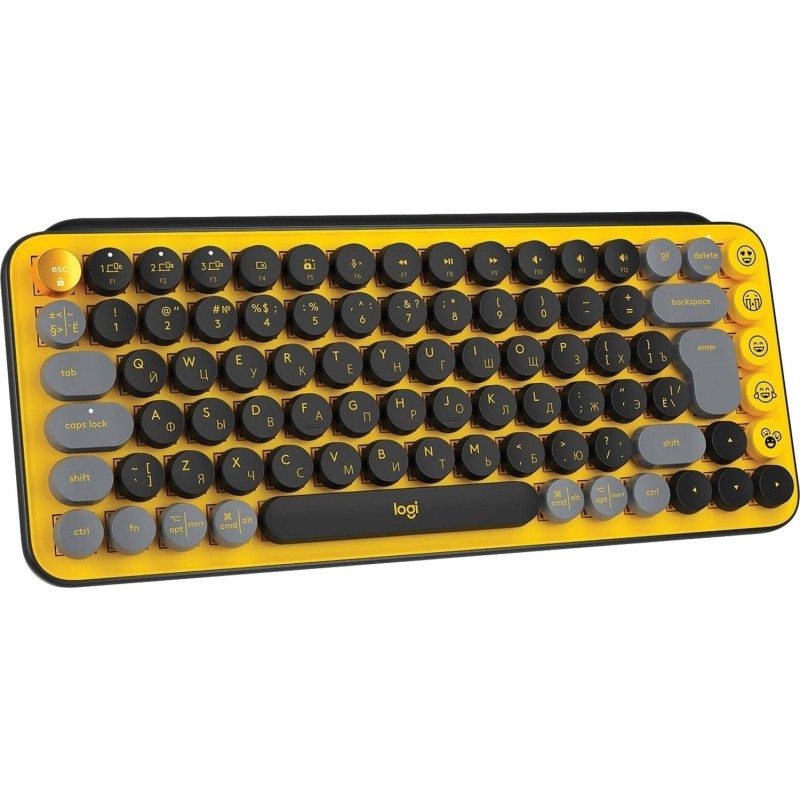 Клавиатура Logitech POP Keys, USB, беспроводная, желт/чер (920-010716)