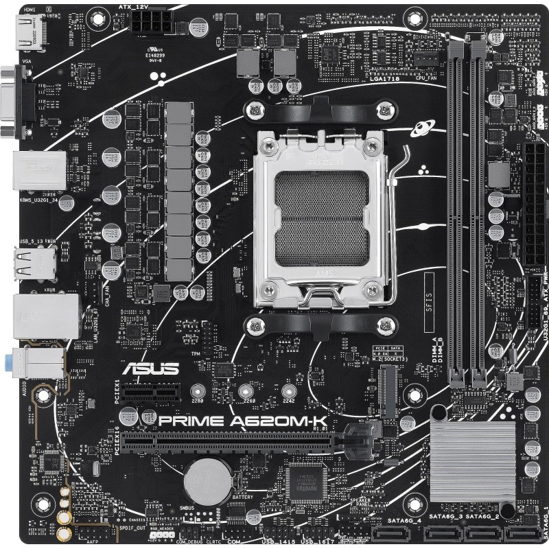 Материнская плата ASUS PRIME A620M-K, AM5, A620, 2xDDR5, mATX