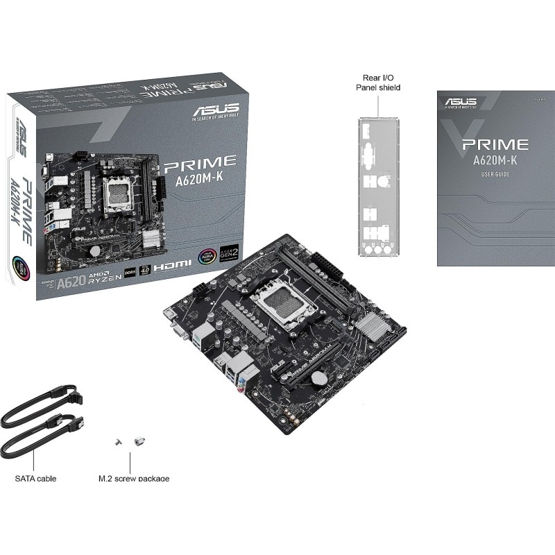 Материнская плата ASUS PRIME A620M-K, AM5, A620, 2xDDR5, mATX