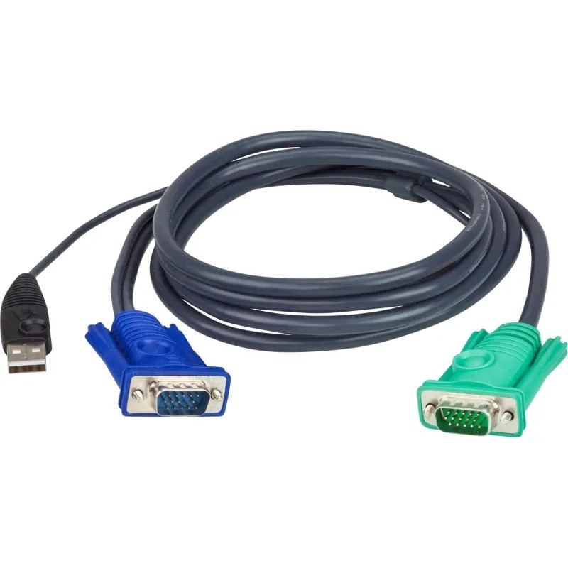 Кабель ATEN KVM USB гидра 1.8м SHD15M/USB A(M)--SPHD15M(G) (2L-5202U)