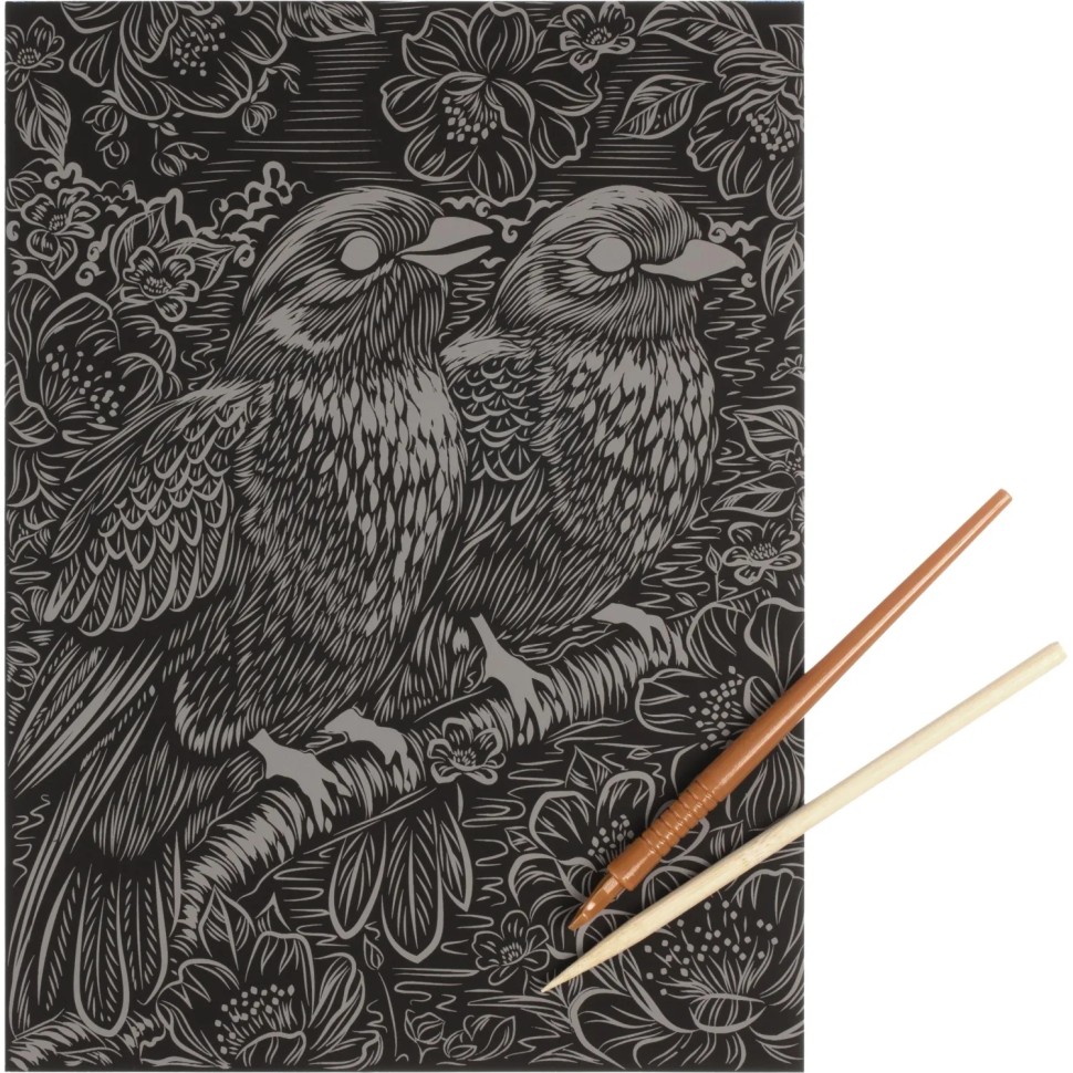 Гравюра Скретчинг МИКС 18x24 см птички, набор МУЛЬТИ АРТ SCRMIX-115406 Гравюра Скретчинг МИКС 18x24 см птички, набор МУЛЬТИ АРТ SCRMIX-115406