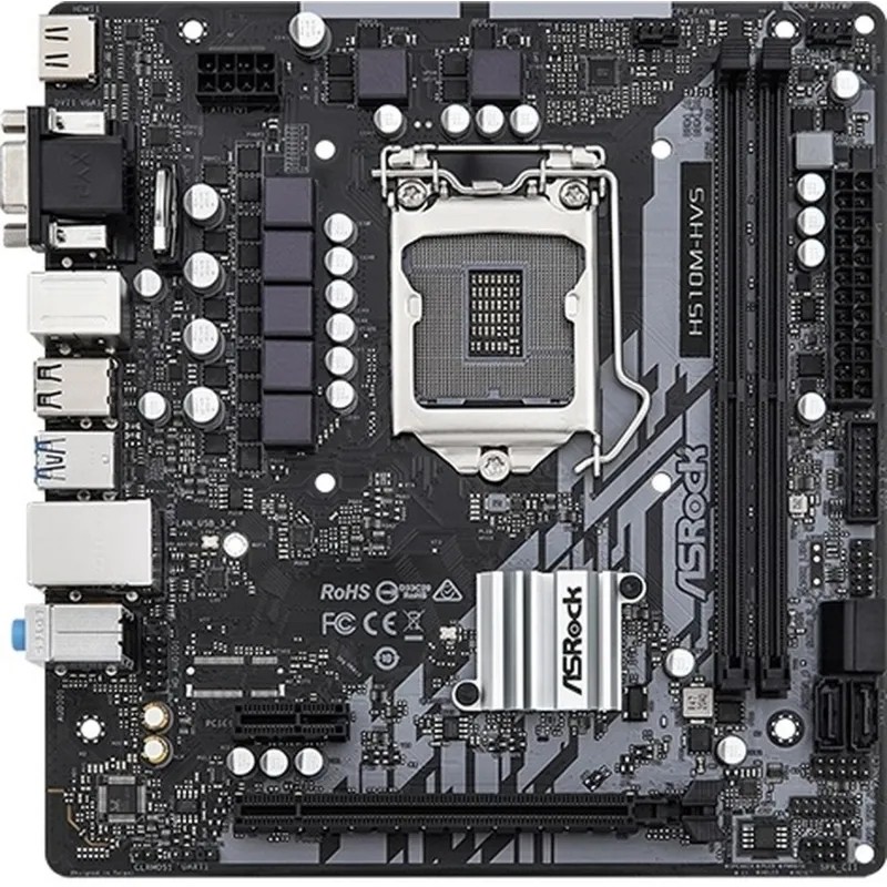 Материнская плата ASRock H510M-HVS R2.0 s1200, Intel H510,2xDDR4, mATX
