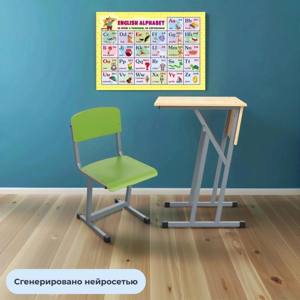 Парта MET_Комус Стол ученический 1-местный 7р.г. клен/серый